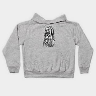 Tattooed Girl in a Mask Kids Hoodie